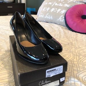 Black patent leather heels